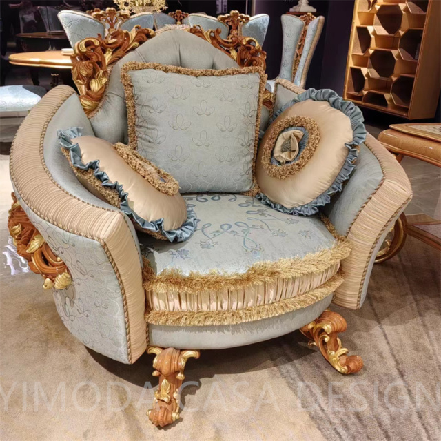 French Antique Living Room Furniture European Style Sectional blue chesterfield Sofas Luxury Solid Hand Carved blue chesterfield sofa set