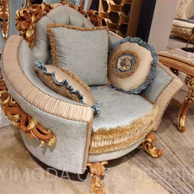 French Antique Living Room Furniture European Style Sectional blue chesterfield Sofas Luxury Solid Hand Carved blue chesterfield sofa set