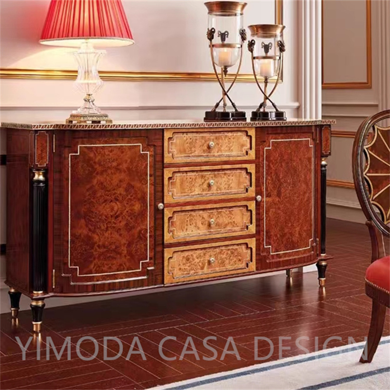 British antique Luxury Living Room Furniture Wooden Brown Sideboard Storage Cabinet Cupboard Display Cabinet
