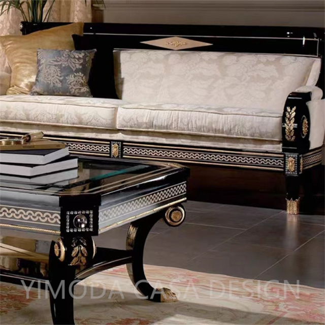Luxury French Antique Sofas Baroque Seater White embroidery carved Sofa Hand Made Wood Carved Royal Classic Sofa Set