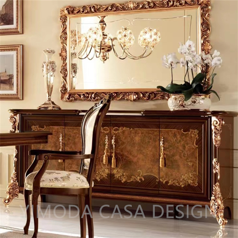 High-End Retro Solid Wood Luxury Dining Cabinet Multi-Functional Accent Living Room Storage Console Sideboard for Hotel Home Bar