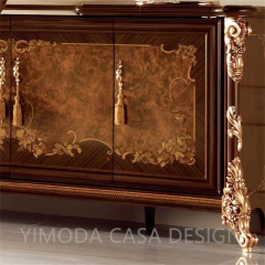 High-End Retro Solid Wood Luxury Dining Cabinet Multi-Functional Accent Living Room Storage Console Sideboard for Hotel Home Bar