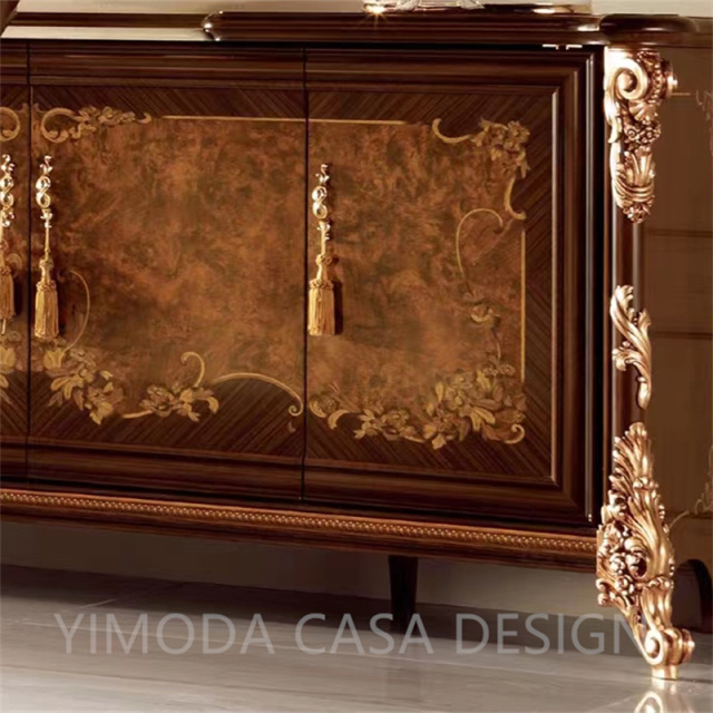 High-End Retro Solid Wood Luxury Dining Cabinet Multi-Functional Accent Living Room Storage Console Sideboard for Hotel Home Bar