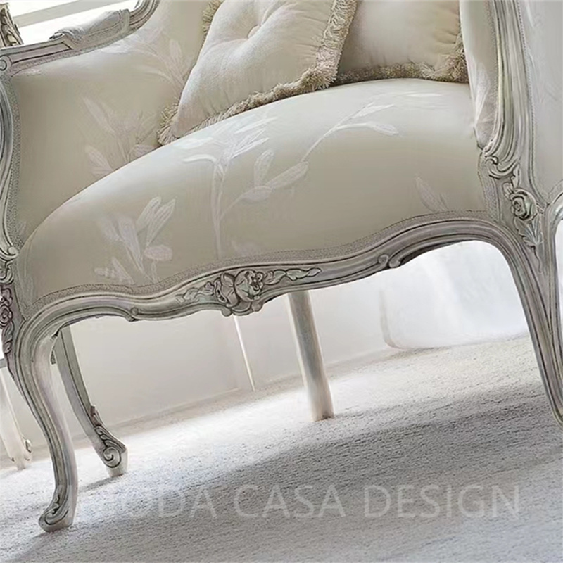 American Retro Solid Wood Chaise Longue French Vintage Carved Living Room Sofa Chair Antique Bedroom Beauty Couch Home Furniture