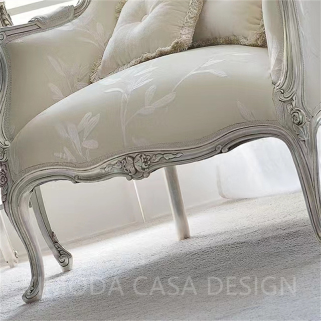 American Retro Solid Wood Chaise Longue French Vintage Carved Living Room Sofa Chair Antique Bedroom Beauty Couch Home Furniture