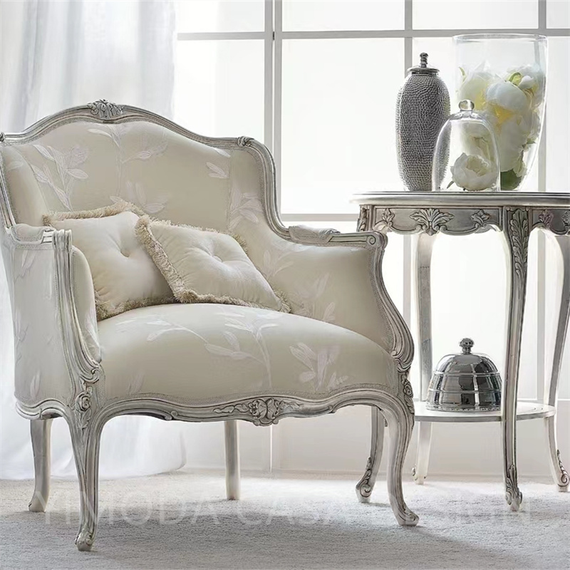 American Retro Solid Wood Chaise Longue French Vintage Carved Living Room Sofa Chair Antique Bedroom Beauty Couch Home Furniture