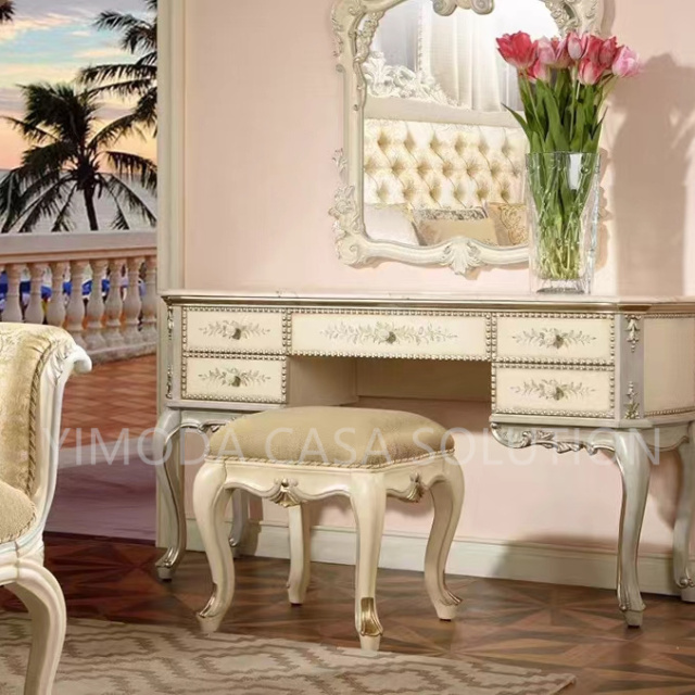 French Carving King Size Yellow tufted fabric Beds for Home Traditional Teak Wood Hand Carved Beds Beige Wooden Carved Double Bed