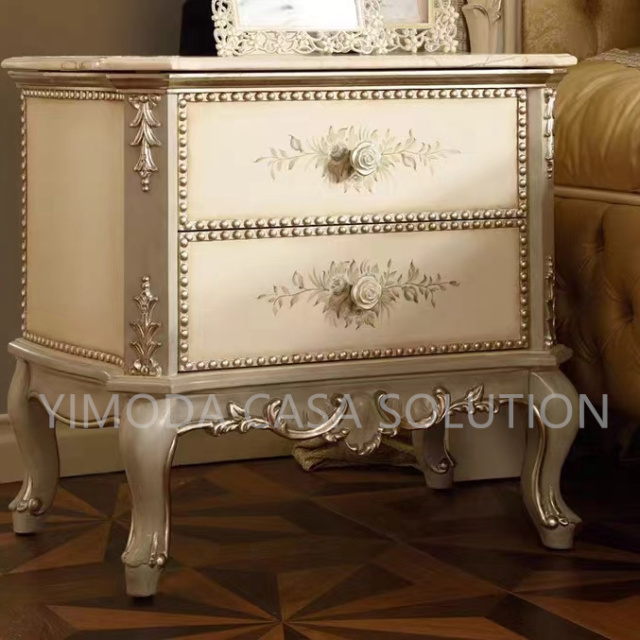 French Carving King Size Yellow tufted fabric Beds for Home Traditional Teak Wood Hand Carved Beds Beige Wooden Carved Double Bed