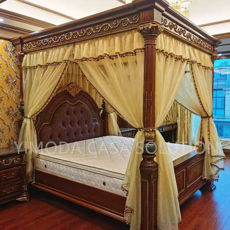 Retro Vintage Green Leather king Size Bed Luxury Antique Tufted Green tufted Leather Wooden Beds American Bedroom Furniture