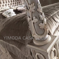 French Cream Style Luxury Princess Chesterfield Bed Beige European Style Bed Master Bedroom Stone Wedding Bed Bedroom Set