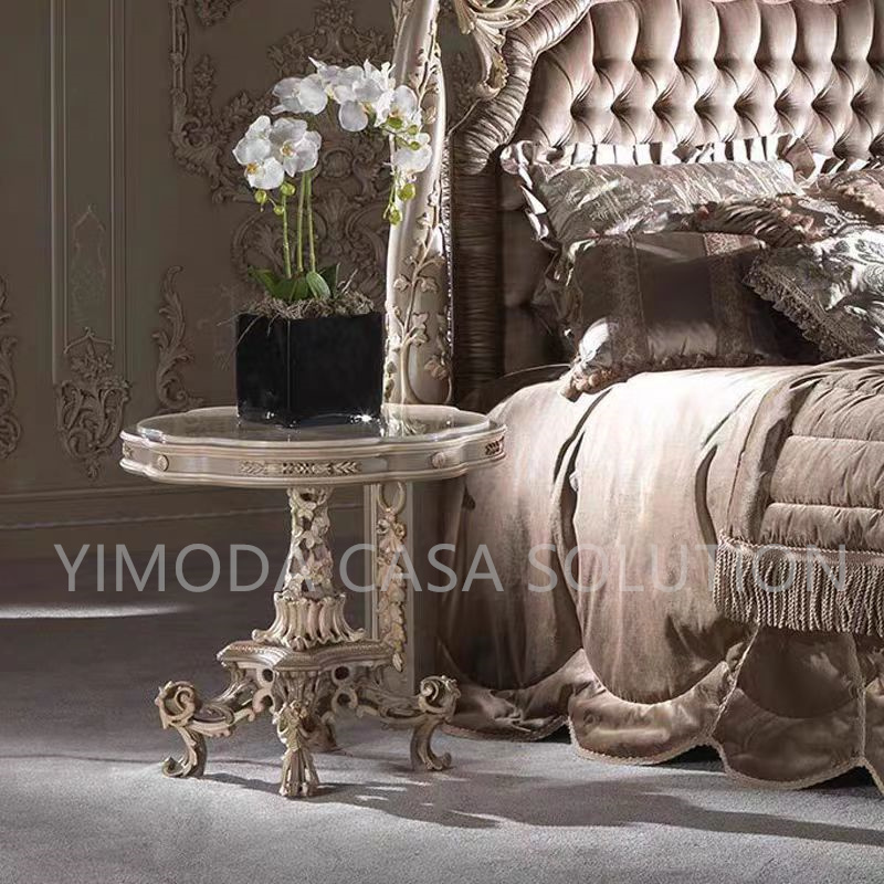 French Cream Style Luxury Princess Chesterfield Bed Beige European Style Bed Master Bedroom Stone Wedding Bed Bedroom Set