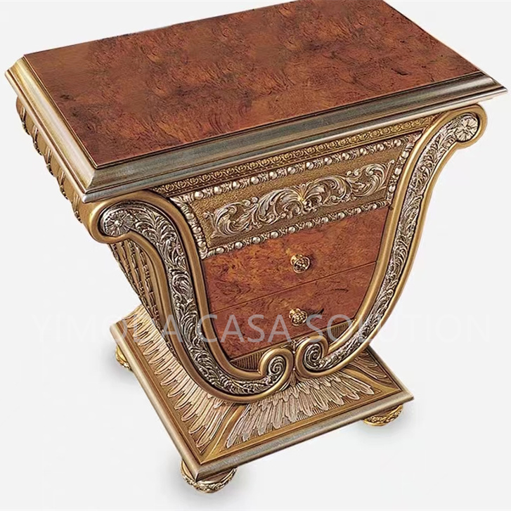 Custom Luxury Antique French Style Bedroom Furniture European Solid Wood Carved Double Purple Chesterfield Leather Wedding Bed king Size Royal Bed