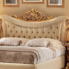 European Style Luxury Double Bed White Chesterfield Carved For Villa Master Bedroom Antique Luxury Bedroom Furniture Apartment Hotel