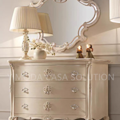 French Classical Home Furniture Luxury Antique Bed Chesterfield Beige velvet Solid Wood Bed for Master Bedroom Vintage Bed