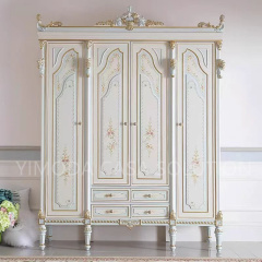 Elegant Antique French Vintage Solid Wood Wardrobe Handmade Clothing Cabinet with Storage for Luxury Bedroom Furniture