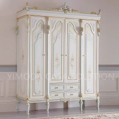 Elegant Antique French Vintage Solid Wood Wardrobe Handmade Clothing Cabinet with Storage for Luxury Bedroom Furniture