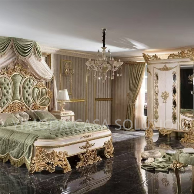 Custom Antique Golden White carving Bedroom Wardrobe Solid Wood Door American Style French Design For Living Room White Wooden Furniture