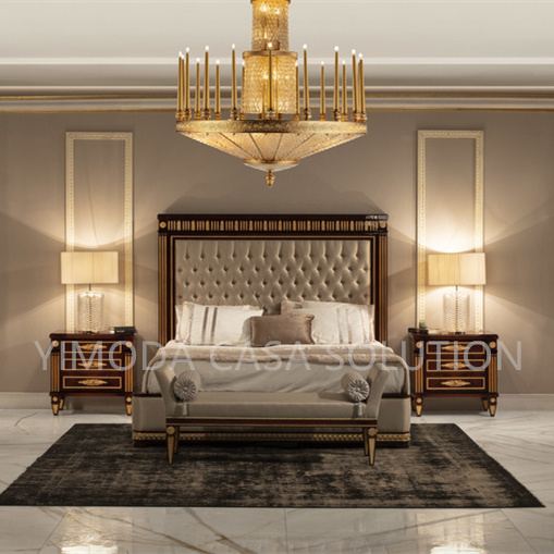 Luxury Antique Luxury Rococo Wedding Classic Furniture Carved Bedroom Set chesterfield Bed Room Furniture Bedroom Set Solid Wood Bed