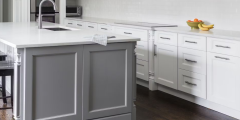 Custom Kitchen Cabinet Set Grey Shaker Complete With Island  to Assemble Soft Closing Drawers for Apartment Kitchen