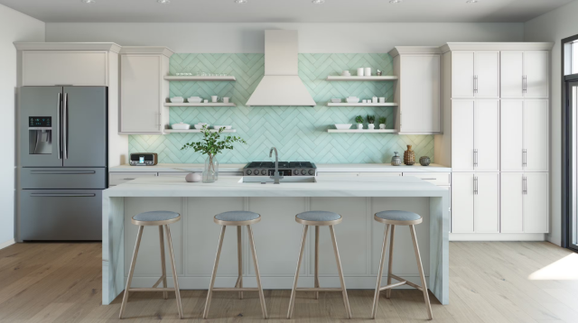 Modern Small Kitchen Cabinets Set Blue and white Cupboard With Sink for Apartment Kitchen Furniture