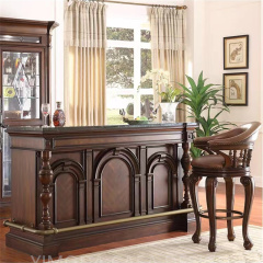 American Romantic Bar counter Furniture Carved Wood Brown luxury Bar Counter furniture