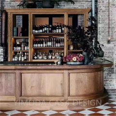 Luxury European Baroque Style Wood Carving Classic Brown Bar Counter Dining Room Furniture Home Bar counter