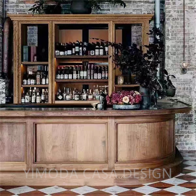 Luxury European Baroque Style Wood Carving Classic Brown Bar Counter Dining Room Furniture Home Bar counter