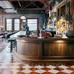 Luxury European Baroque Style Wood Carving Classic Brown Bar Counter Dining Room Furniture Home Bar counter