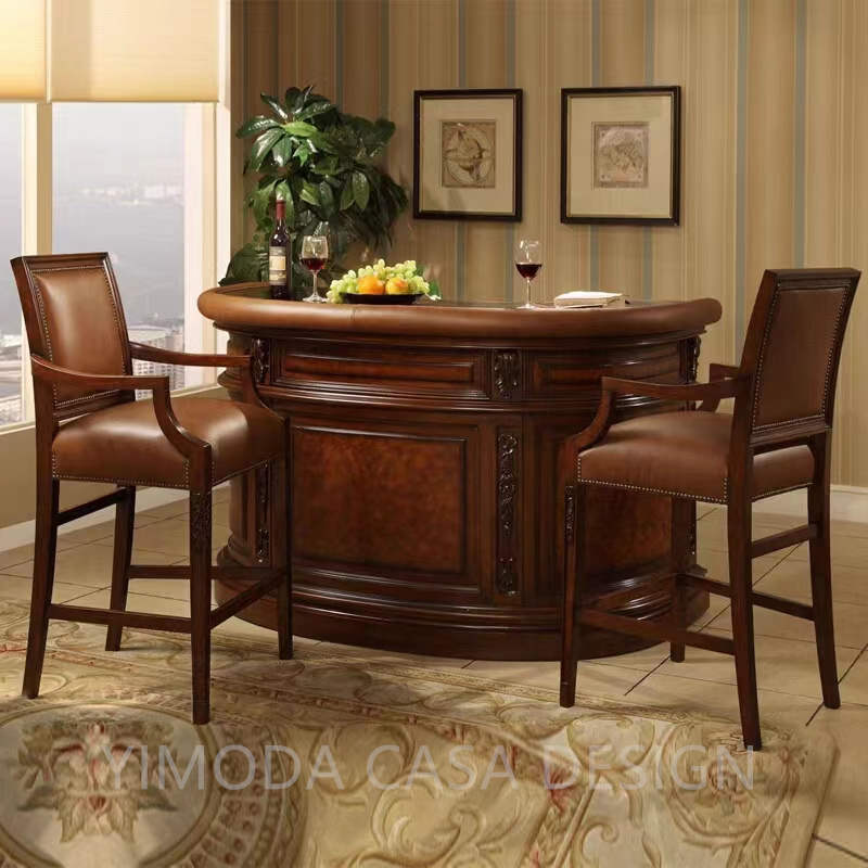 French Antique Carving Bar Furniture Home Bar Table Bar Counter Antique Style Wood Carved Wood Birch Luxury Europe bar counter