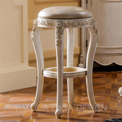 French Rococo White Solid Wood Hand-Carved Italian European-Style Home Bar Cabinet Customizable Counter and Table