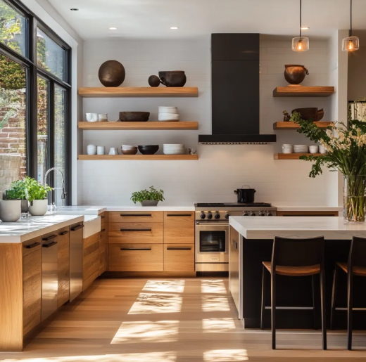 Modern  Kitchen Cabinets Furniture Interior Design Idea Kitchen Cabinets Natural wooden Kitchen Cabinet Set