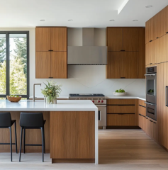 Luxury Durable Kitchen Cabinets Modern Wooden Kitchen Cupboards Brown Kitchen Cabinets With Countertops