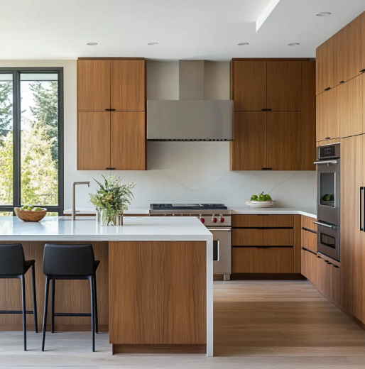 Luxury Durable Kitchen Cabinets Modern Wooden Kitchen Cupboards Brown Kitchen Cabinets With Countertops