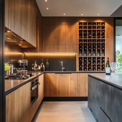Luxury Durable Kitchen Cabinets Modern Wooden Kitchen Cupboards Brown Kitchen Cabinets With Countertops