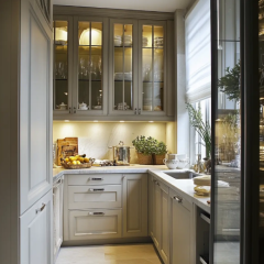 Italian Luxury High-End Shaker kitchen Cabinets Pull-Down Basket Feature Ready Assemble For Villa Apartment Kitchen