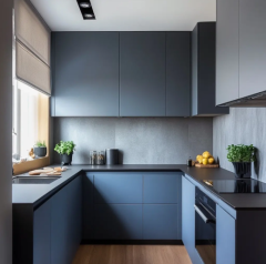 Customized Modern Modular Black Kitchen Cabinet With Eco-Friendly Kichen Cabinet Features For Villa Use