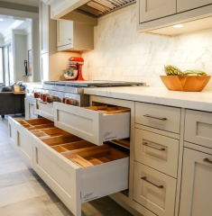 Italian Luxury High-End Shaker kitchen Cabinets Pull-Down Basket Feature Ready Assemble For Villa Apartment Kitchen