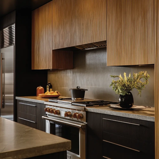 Customized Modern Modular Black Kitchen Cabinet With Eco-Friendly Kichen Cabinet Features For Villa Use