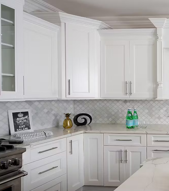 Eco-Friendly Modern Modular White Shaker Kitchen Cabinets With Sink Drawer Basket Faucet Custom Size & Color