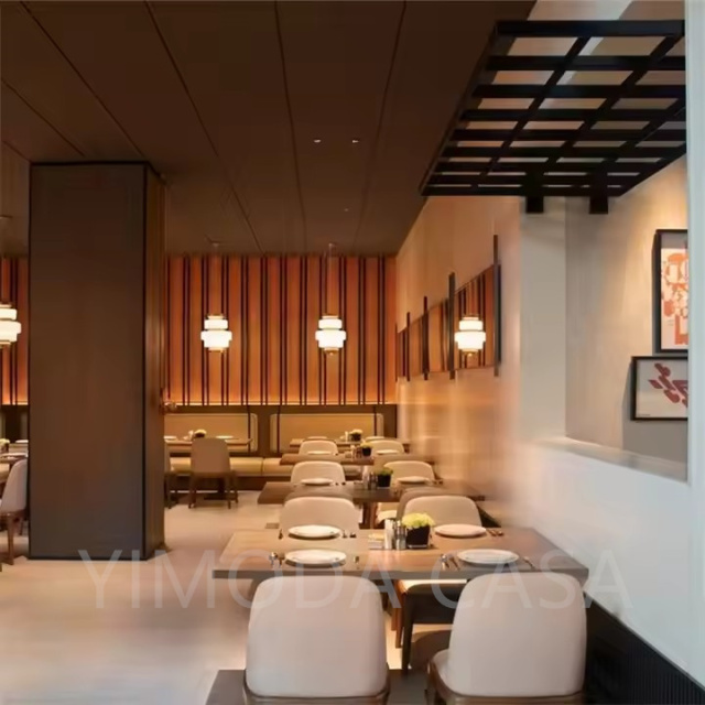 Modern Luxury Hotel Bar Chair and Table Set for Restaurant Furniture Western Restaurant Red Chairs Tables Coffee Shop Solid Wood Chairs