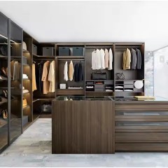 Modern Italian Style Bedroom Furniture Wardrobes Storage New Design Glass Sliding Door Closet With Glass and Led Light Home Furniture