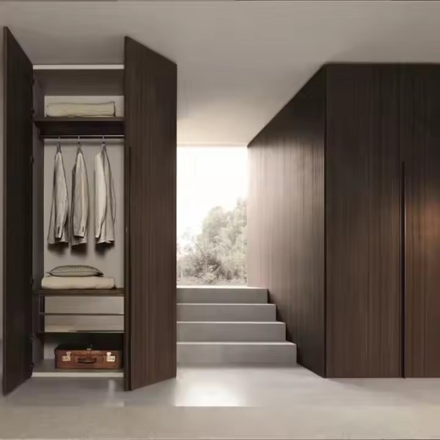Modern Italian Style Bedroom Furniture Wardrobes Storage New Design Glass Sliding Door Closet With Glass and Led Light Home Furniture