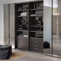 Modern Italian Style Bedroom Furniture Wardrobes Storage New Design Glass Sliding Door Closet With Glass and Led Light Home Furniture