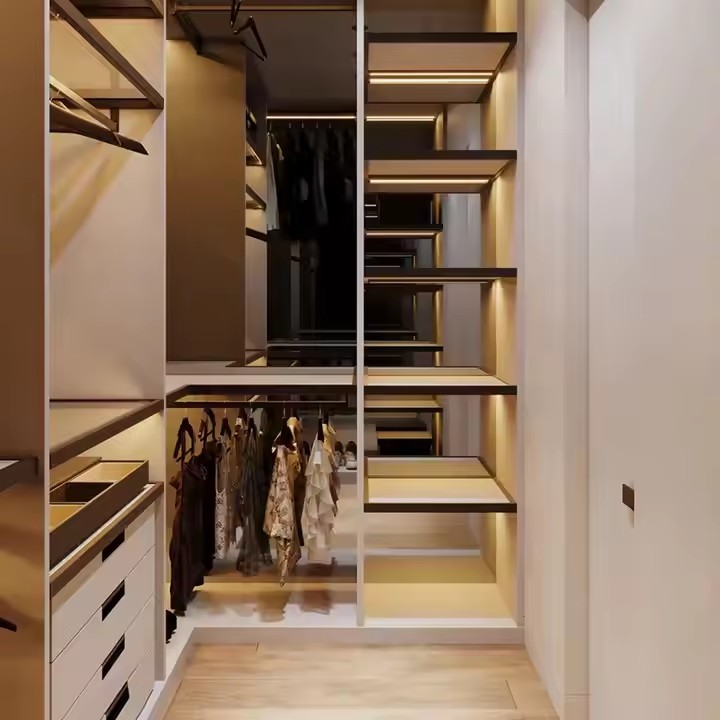 Slider Door Whole Home Factory Bedroom Furniture Wardrobe Cabinet Beige Wardrobe Walk in Closet Cabinets