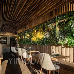 Coffee Shop Dining Room Wood Table and Brown Leather Chair for Restaurant Commercial Public Design Furniture