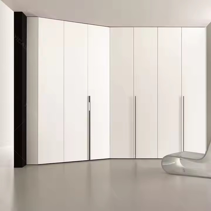 Modern Latest White Wooden Bedroom Wardrobe with Opening Door and White Modern Closets for Storage
