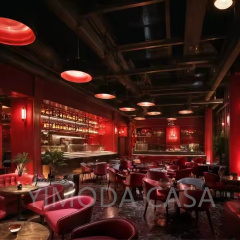 Modern Luxury Hotel Bar Chair and Table Set for Restaurant Furniture Western Restaurant Red Chairs Tables Coffee Shop Solid Wood Chairs