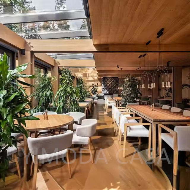 Commercial Western Restaurants Chair Set with Table Casual Milk Tea Shop Coffee Bar Dining Furniture Wood Material bar furniture