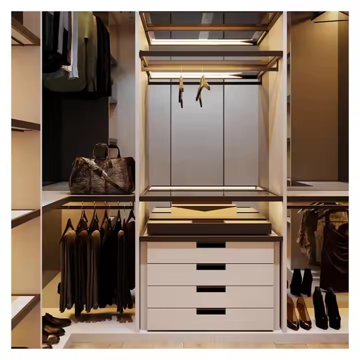 Slider Door Whole Home Factory Bedroom Furniture Wardrobe Cabinet Beige Wardrobe Walk in Closet Cabinets