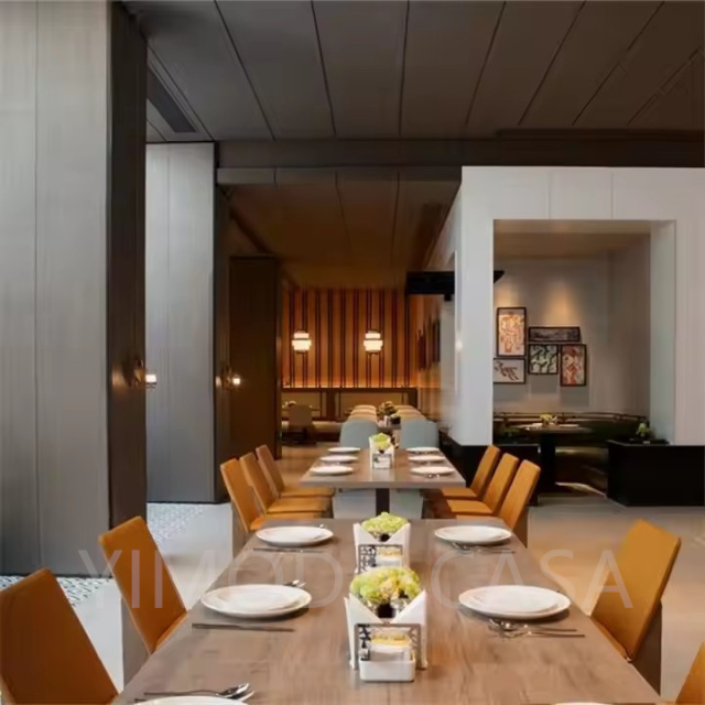 Custom Design Modern Durable Cafe Dining Bench Seating Restaurant Tables Brown Chairs Sets with Marble & Metal Tops Restaurant Set